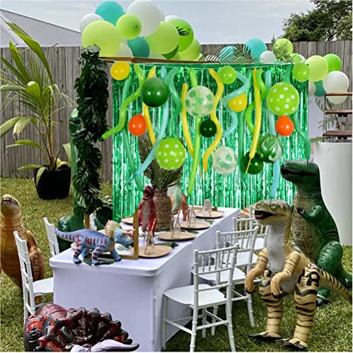 Image of TONIFUL 2Pcs Green Metallic Tinsel Foil Fringe Curtains,Black Photo Booth Backdrop Streamer Curtain Photo Booth Props for Bachelorette Party,Birthday,Graduation,Christmas Decor(6.6ft x 9.9ft)
