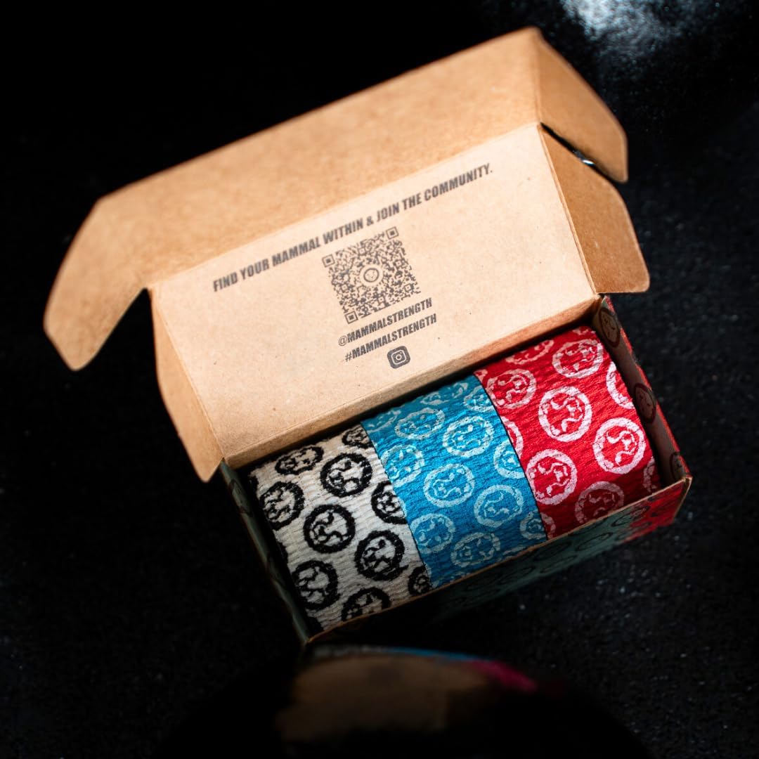 Mammal Strength Thumb Tape 5-Metre Rolls (3 Pack), Super Sticky & Stretchy Weightlifting Tape for Powerlifting, Olympic Lifting, Cross Training, Flexible & Easily Tearable Hook Grip Tape