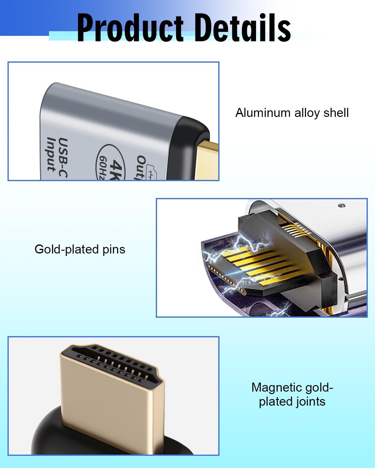 Adattatore HDMI a USB C, adattatore USB C a HDMI 4K 60Hz maschio per display, monitor, TV, laptop, telefono e tablet, adattatore HDMI compatibile con modalità specchio ed espansione