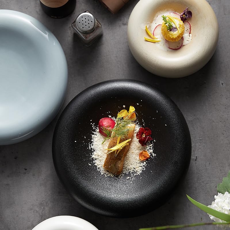 Dessert Plates Tableware Ceramic Plate Dinner Plate Commercial Restaurant Salad Plate Dessert Appetizer Plates Snack Tray(A)