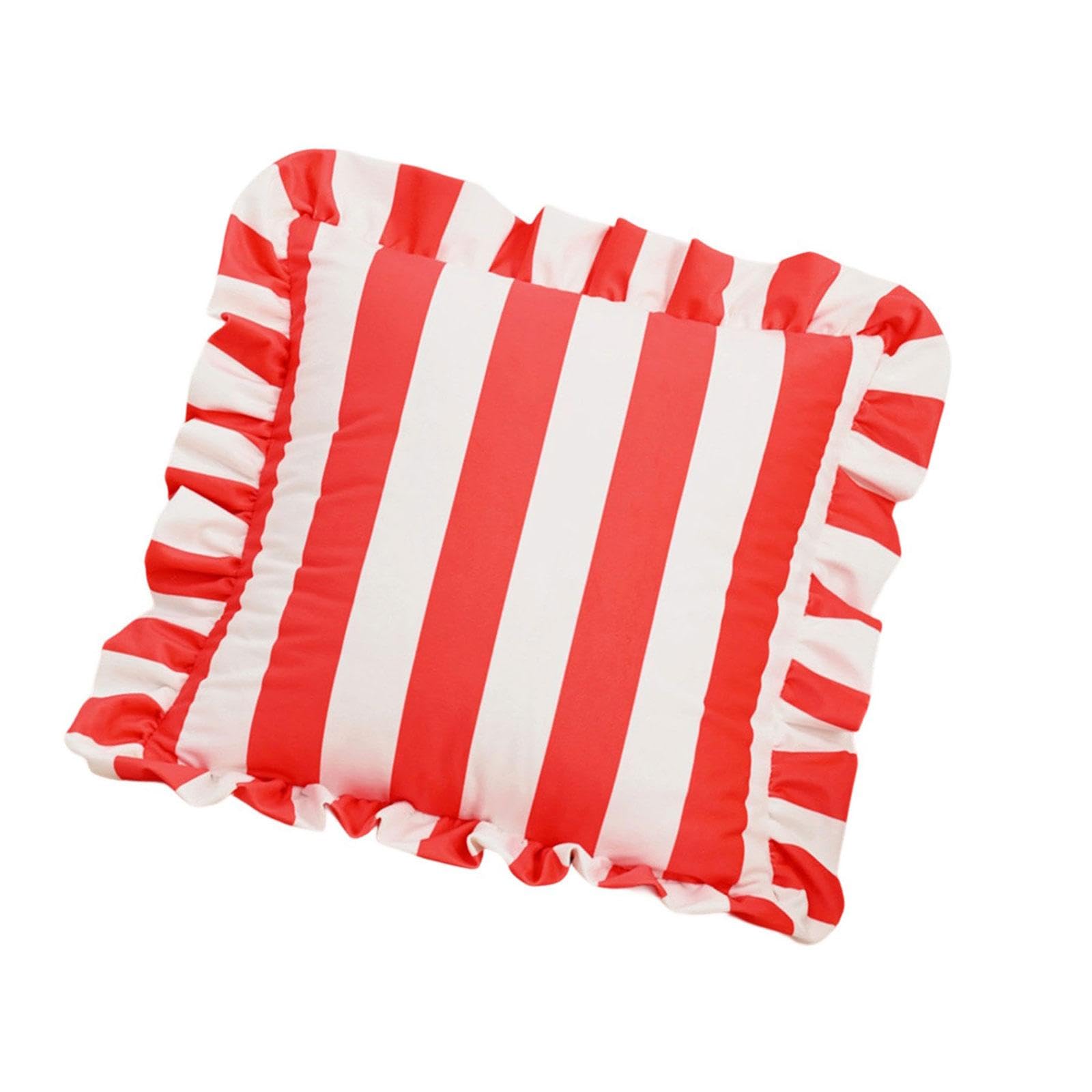 Linvimia E Decorativ Ruffled Trim Pillowcas Velvets Striped Design Squar Throw Pillow Cover Cushion Cover Sofa Bedroom Accent Striped Pillowcas
