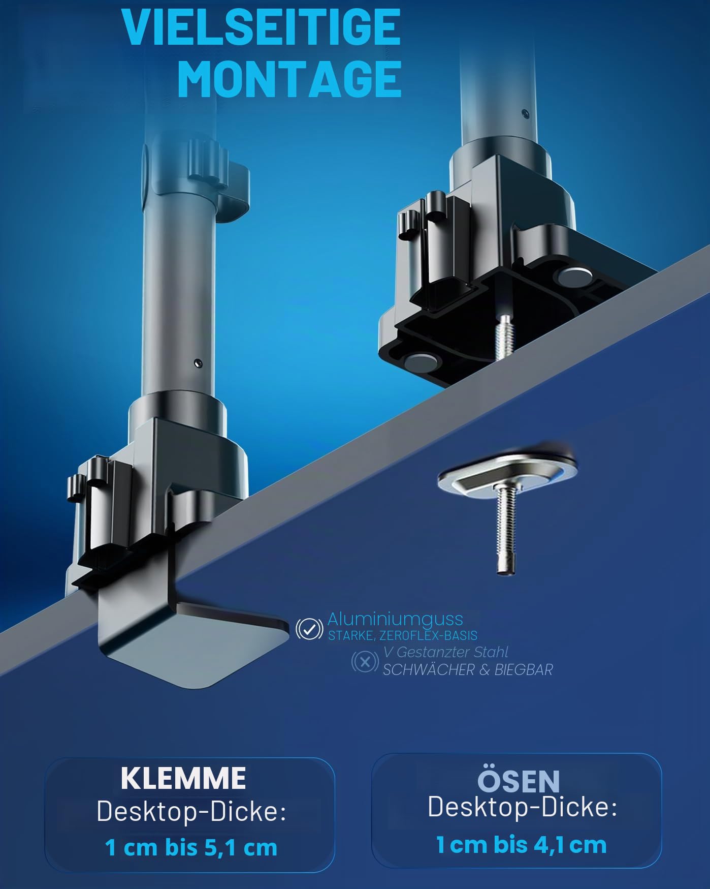 VIVO Pneumatischer Arm, Dual-Ultrawide-Monitor, extra hohe Schreibtischhalterung für Bildschirme bis 49 Zoll, robuste Klemme, hält 2 Ultrawide-Bildschirme bis zu 20 kg, Schwarz, STAND-V120K