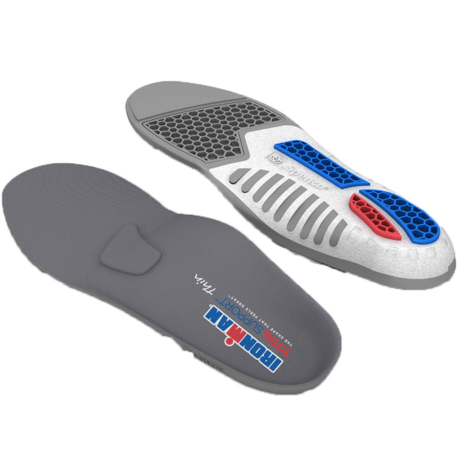 Spenco Total Support Thin Full-Length Insoles - Arch Support for Minimalist Shoes, TPU Cradle for Advanced Support, Metatarsal Arch Support, 3-POD System for Shock Absorption and Cushioning