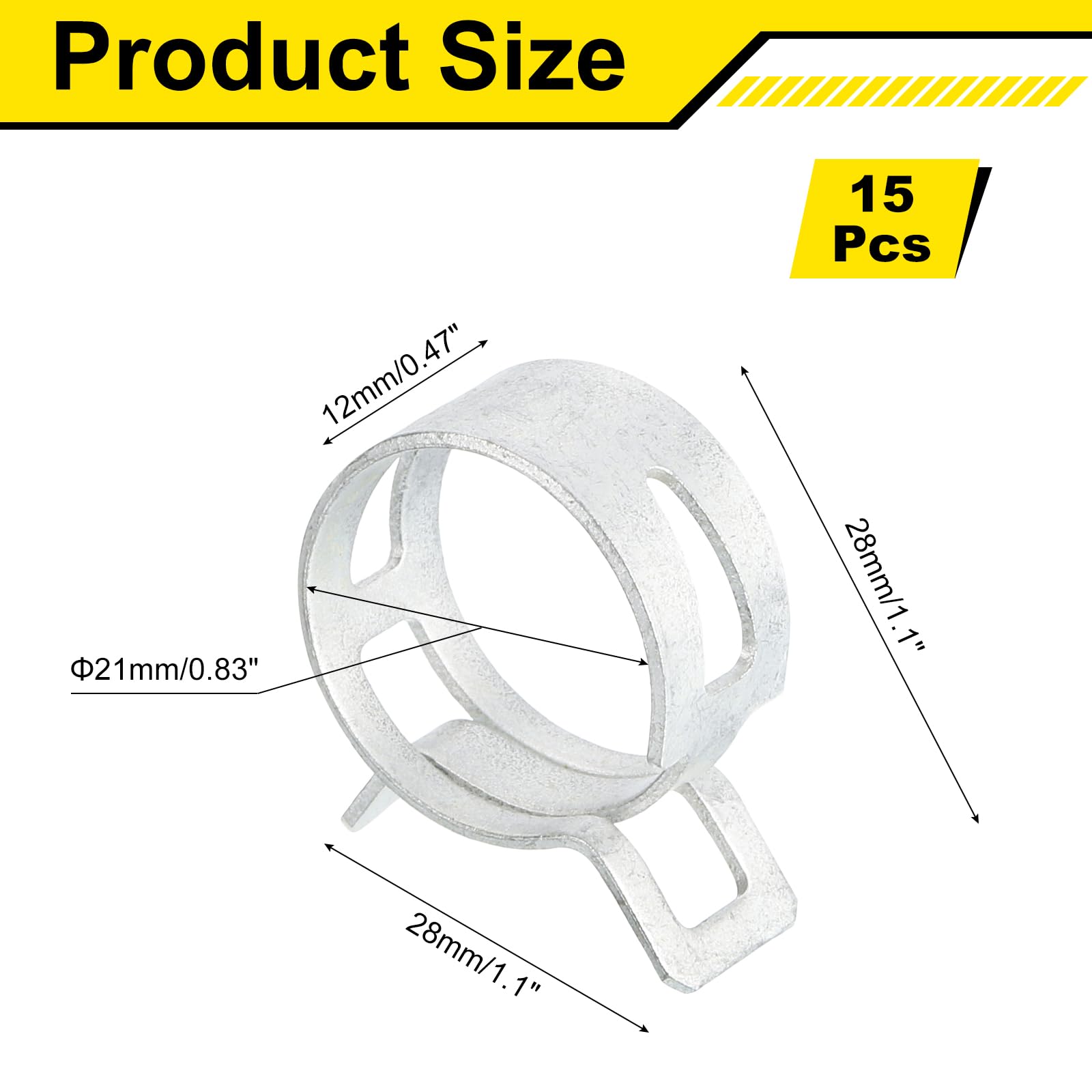 Sourcingmap 15Pcs Spring Band Type Action Fuel/Silicone Vacuum Hose Pipe Clamp - Image 2