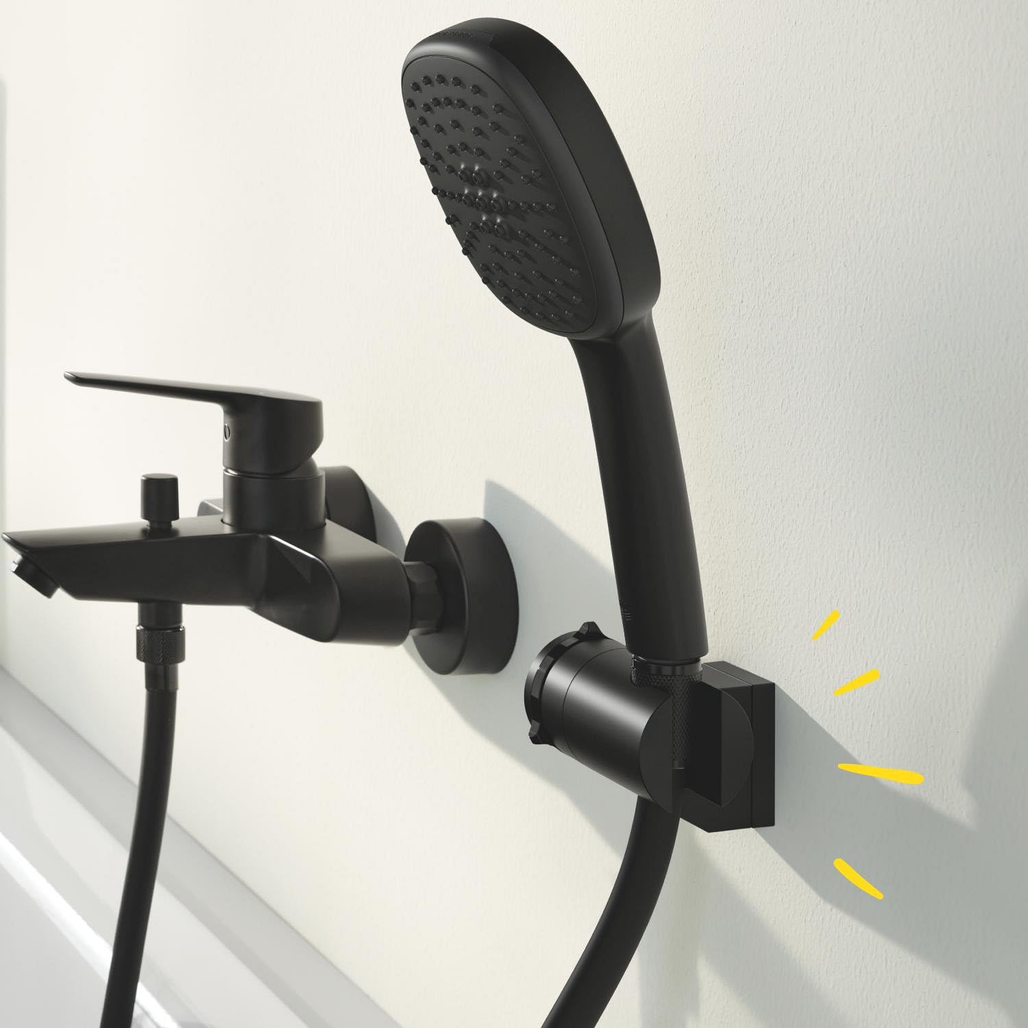 GROHE Vitalio Universal Supporto a parete per Doccino Doccia, nero opaco, 261832431