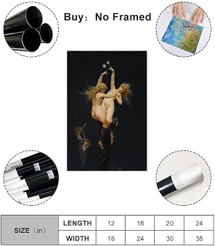 Twin Stars by Luis Ricardo Falero Nudie Womens Sexy Wall Art Posters,Poster