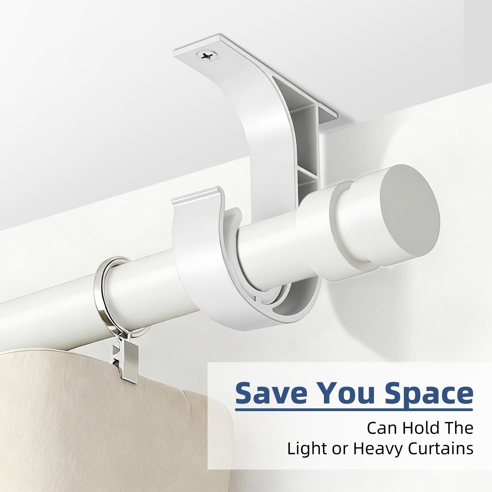 Ceiling Curtain Rod Brackets - Easy Installation -4