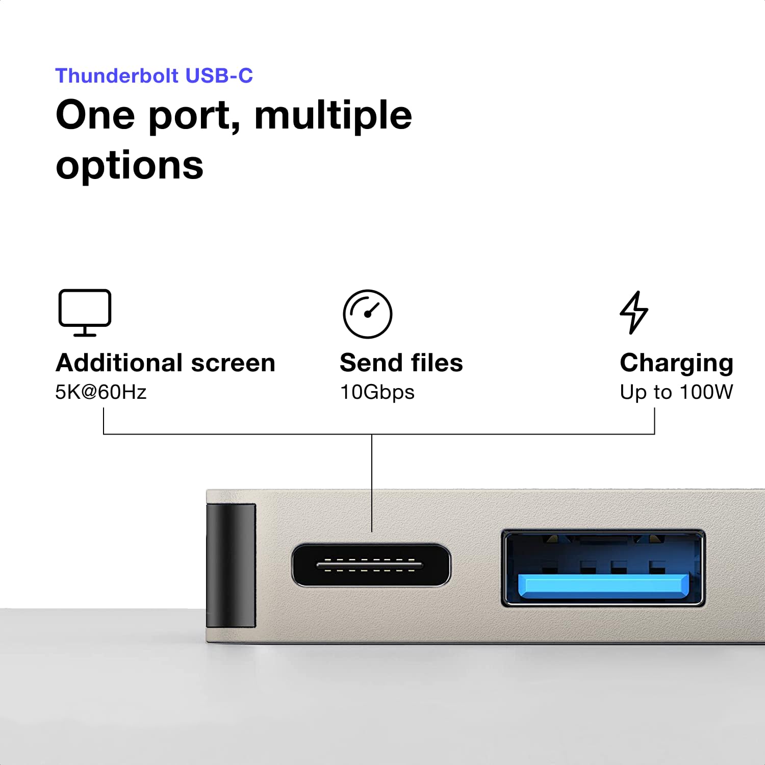 koncentrator USB-c pasuje do MacBook Air/Pro, HDMI, Thunderbolt, USB3.0, czytnik SD do MacBooka Air M2/M3, HDMI (Starlight, Star Light)