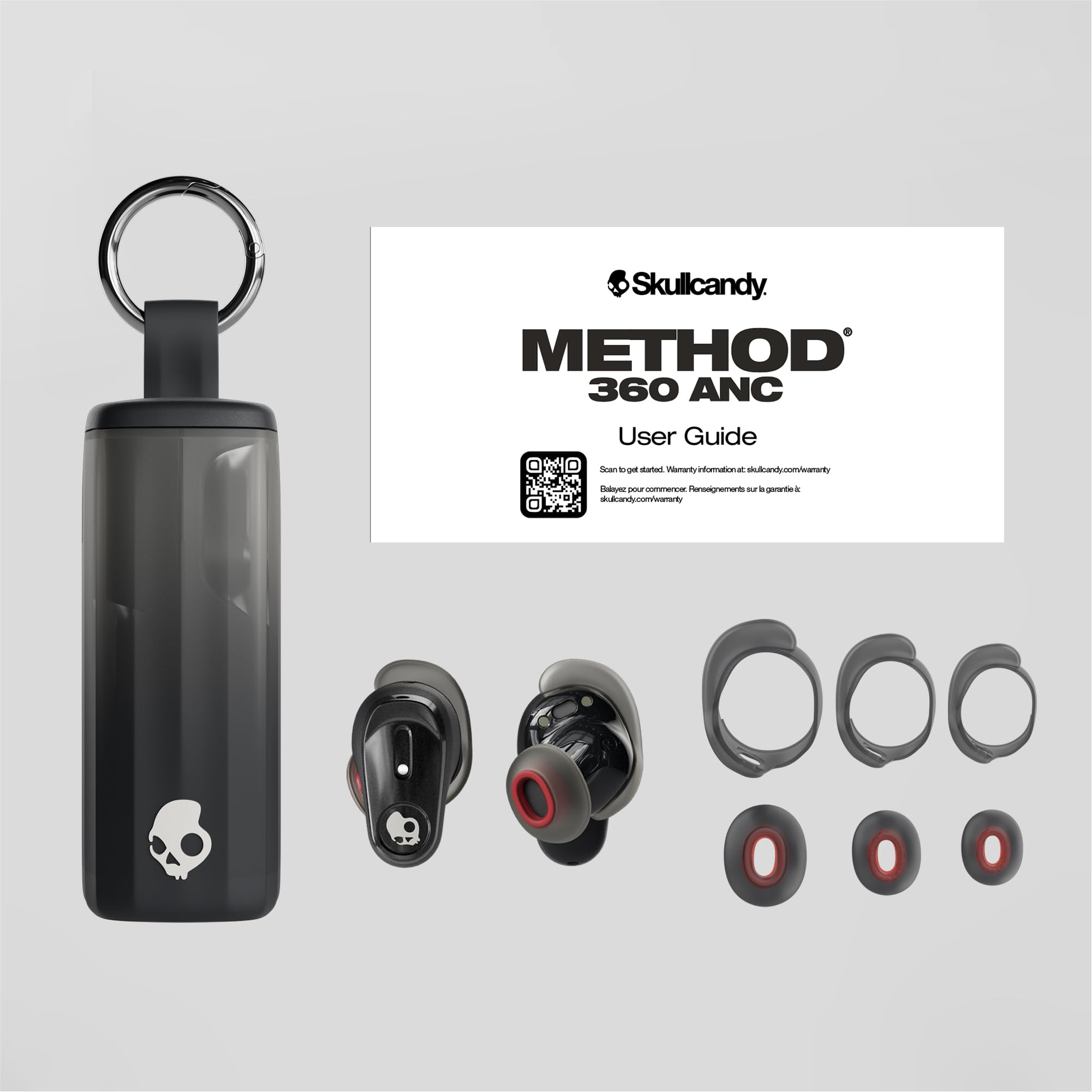 Skullcandy Method 360 ANC Wireless Earbuds, Sound by Bose, Bluetooth Headphones, Premium Noise Cancelling, Up to 40 Hrs Battery, Sweat and Water Resistant, Microphone for iPhone Android - Crazy Pink