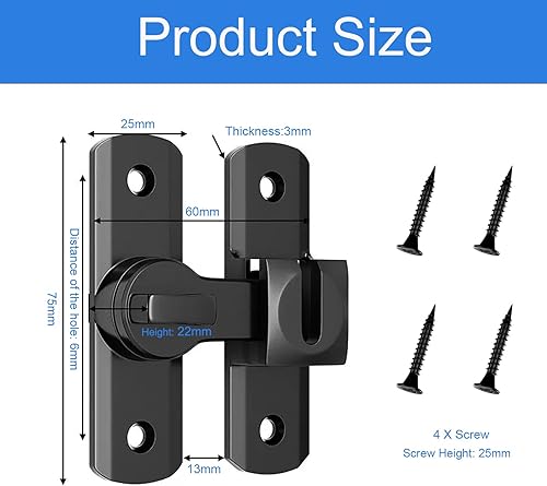 Miniatura 3 de Cerradura de puerta de granero de 90180, cerradura de puerta corredera resistente a prueba de óxido, protección para familias y niños, pestillo de