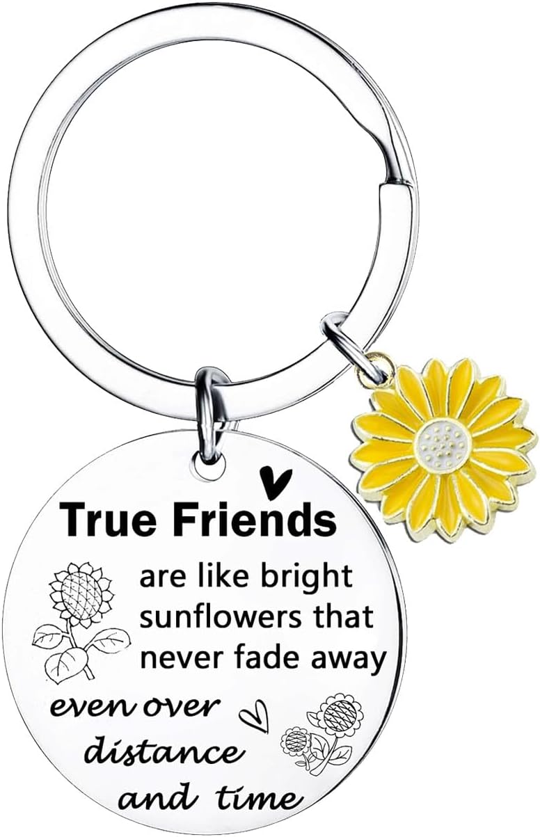 Nimteve Sunflower Gifts for Friends Friendship Gifts for Women Friend Keychain Bestie Gifts Christmas Birthday Gifts for Friends Leaving Going Away Gift Farewell Gifts Sunflower Gifts Keychain