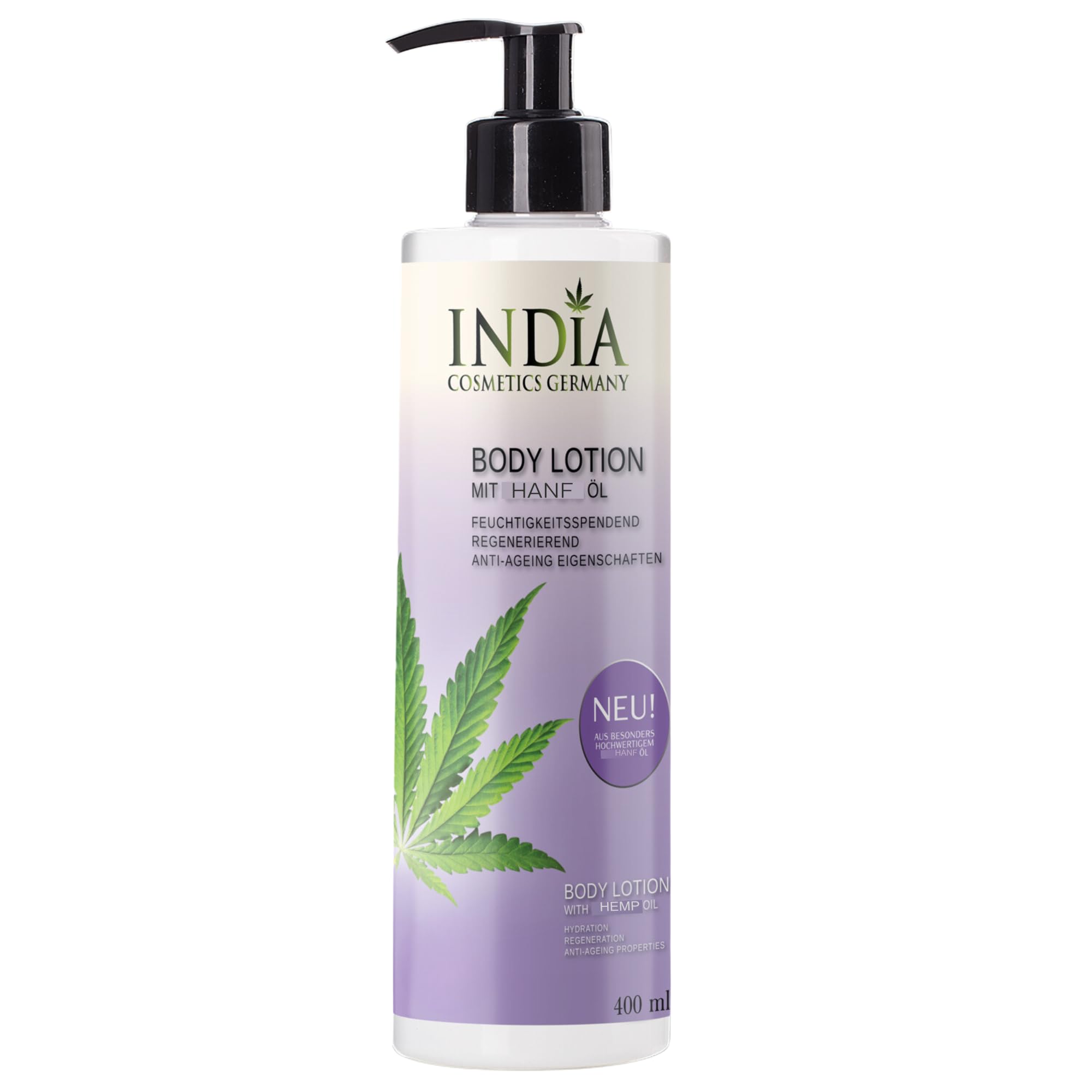 Bodylotion Doppelpack mit Hanfsamenöl – 2 x 400 ml XXL Körperlotion ohne Parabene inkl. Serum Hautcreme, feuchtigkeitsspendende Pflege für geschmeidige Haut