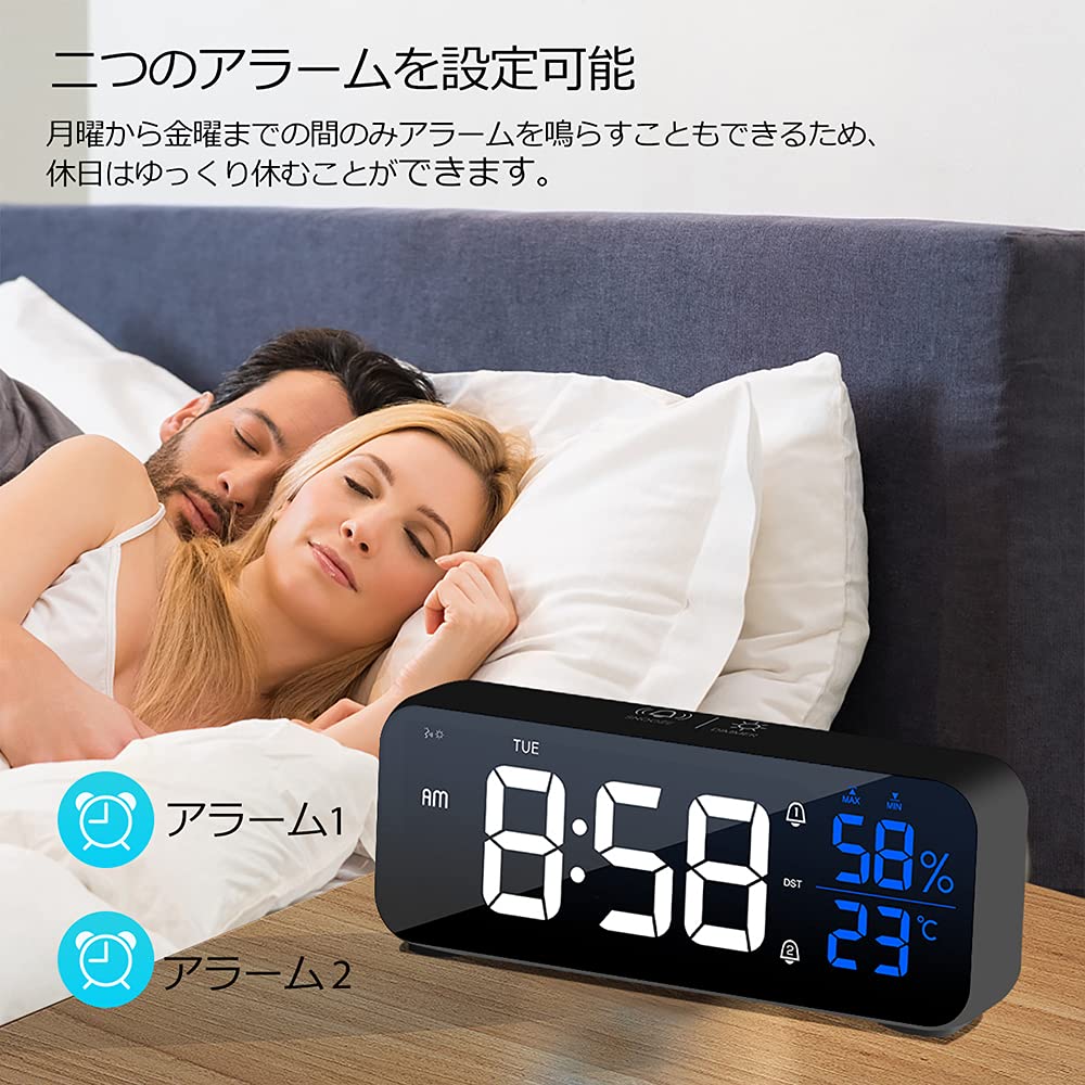 Amazon.co.jp: 温湿度計 温度計 湿度計 温度/湿度/時刻表示 置き時計