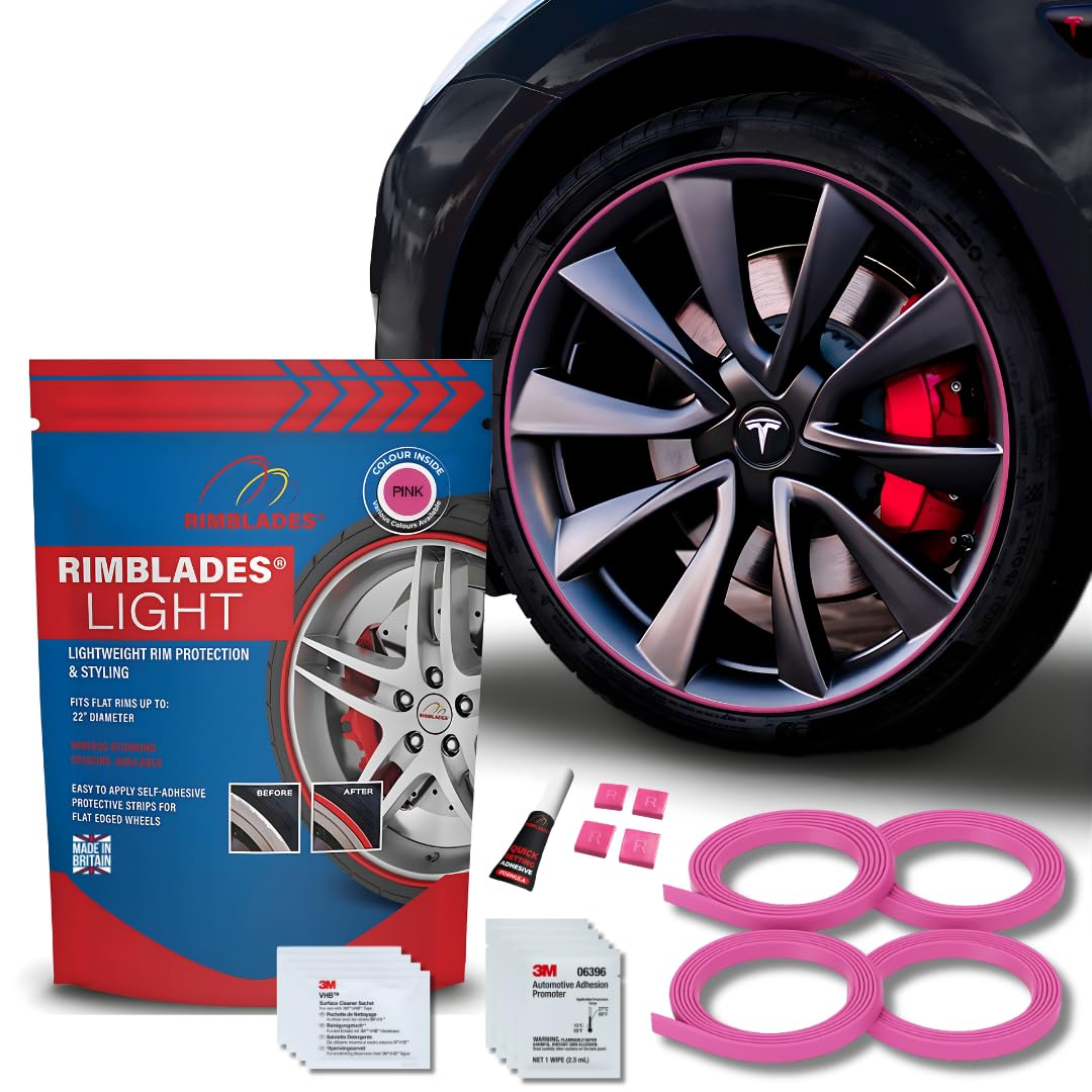 Rimblades Light Protection Jantes Voiture en Alliage Rose – pour Jante Jusqu’à 22” x 4 | pour Jantes à Bord Plat | 8 Couleurs | Accessoire Extérieur pour Véhicule