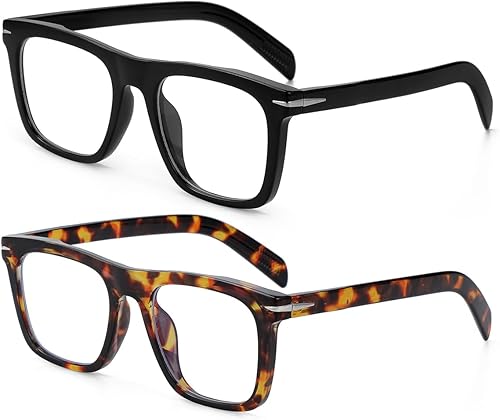 JOVAKIT Gafas de montura cuadrada para mujeres y hombres, lentes transparentes sin receta, lentes de luz azul