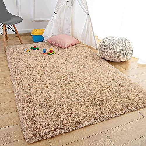 Image of Handmade Shaggy Pure Microfiber Smooth & Anti-Skid Carpets for Bedroom & Living Room, 2 inch Thickness Size- 6X9 Feet