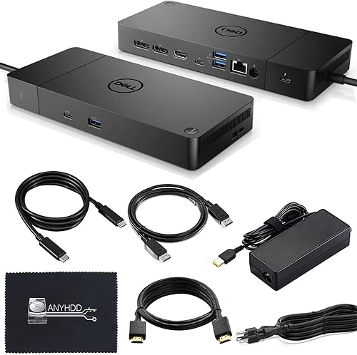 Dell WD19TBS - Estación de carga Thunderbolt con adaptador de alimentación de CA de 180 W (entrega de potencia de 130 W) + cable HDMI + cable