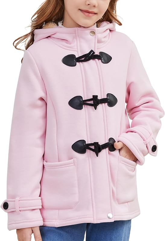 campera de forro polar para niña buzo con capucha forrada de sherpa Abrigo de lona con botones