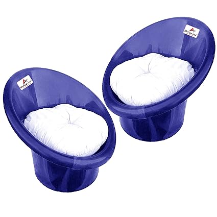 ANJWAR Tub Chairs/ARM Chairs/Chairs for Home, Living Room/Indoor and Outdoor Chairs with Complimentary Cushions Set of 02 (Multi Blue)