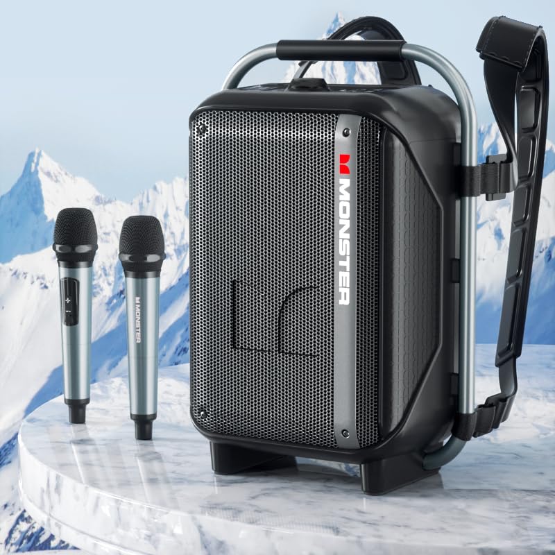 Monster MS-TG2 Traveler Altavoz Bluetooth Portátil, 200 W, IPX5, Bluetooth 5.3, Batería 4000 mAh, con Micrófono Dual, Entradas AUX/TF/USB, 41.1x29.7x19.3 cm