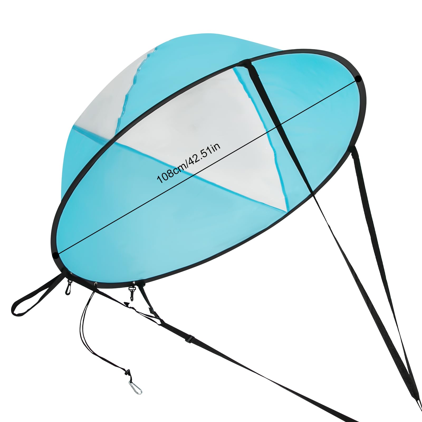Kajaksegel Faltbar 108cm Kajak Windsegel Paddel Mit Nylon-Schnallen Transparente Sichtfenster Paddle-Board-Segel FüR Kajaks Und Kanus Blau