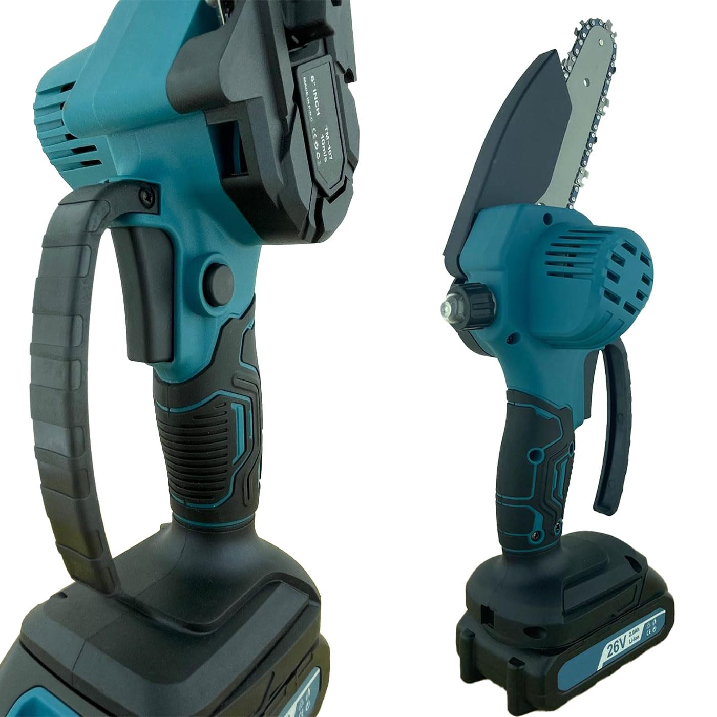 Set di Potatura a Batteria 26V 2.0AH Forbici e Motosega 4 e 6 Pollici con 2 Batterie e Valigetta