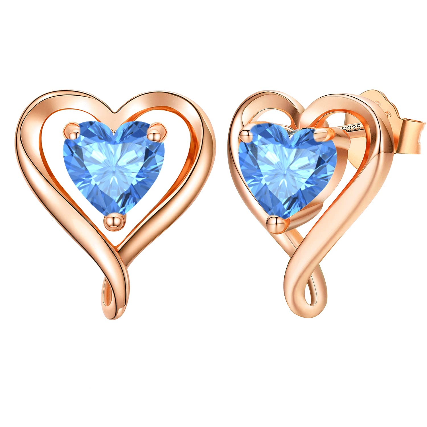 LAVUMOPendientes Mujer Plata de ley 925 Oro rosa Pendientes Joyas de Mujer Regalos para Esposa, Mamá, Novia en Cumpleaños Navidad Aniversario día de San Valentín
