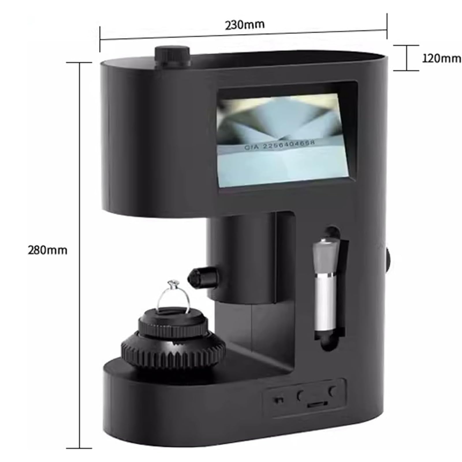 Diamond Girdle Viewer 30-200X con luce LED, display a doppio schermo, risoluzione 480x845 per un'identificazione e test accurati delle iscrizioni