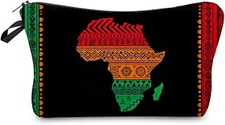 Livel lhood Tribal African Continent Makeup Bag Cute Small Organizer Zipper Pouch Cosmetic Bag Tribal African Continent Present for Women Friends