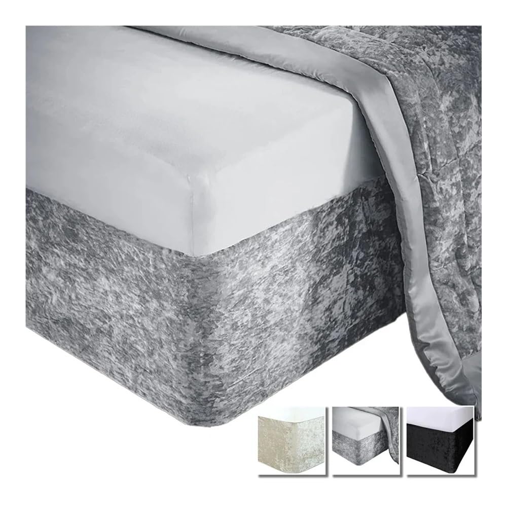 1 x extra tiefer, genialer Boxspringbezug, Jersey, gestrickt und dehnbar, 4 Seiten, Bettrock für Doppelbett, Queen-Size-Bett, Kingsize-Bett (grau, 180 x 200 x 32 cm)