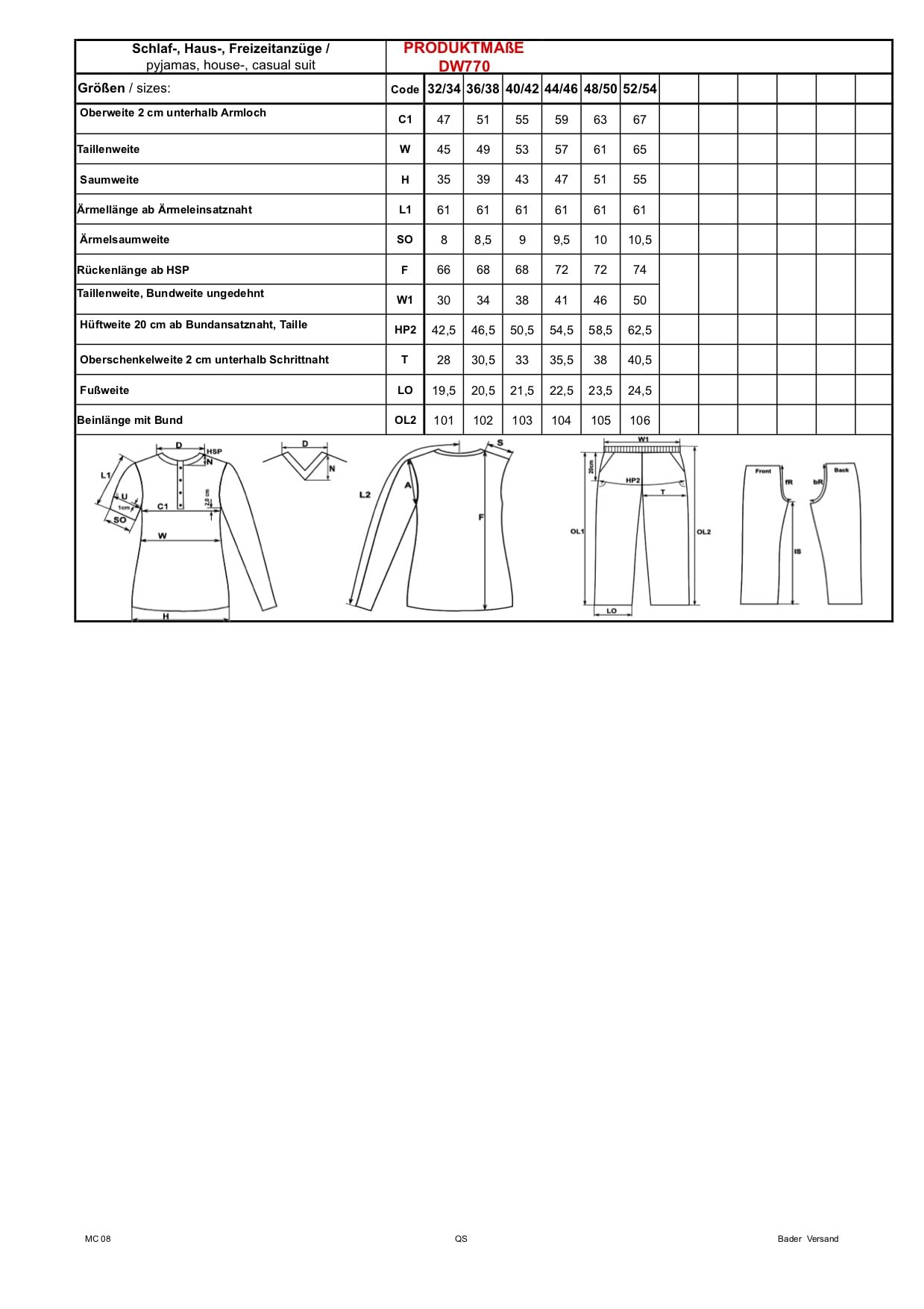 Consult-Tex Damen Pyjama Freizeitanzug Hausanzug Homewear Suit Jogginganzug Pyjama Baumwolle Reißverschluß DW770