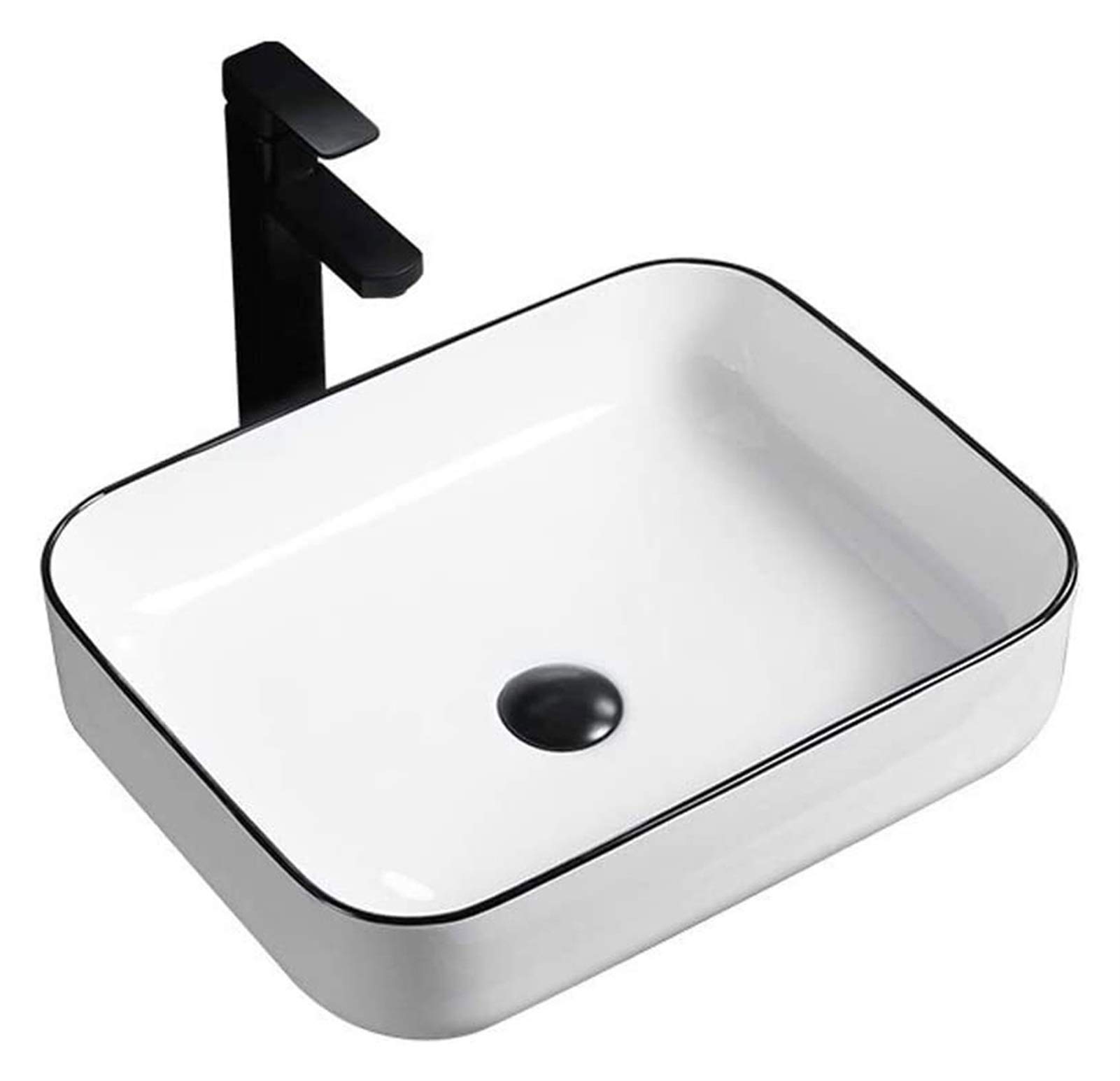 Szafka Pod Umywalkę Z Umywalką, Umywalka Nablatowa, Nowoczesna Porcelanowa Umywalka Nablatowa, Prostokątna Ceramiczna Umywalka Nablatowa, 19,8 X 15,1 Cala