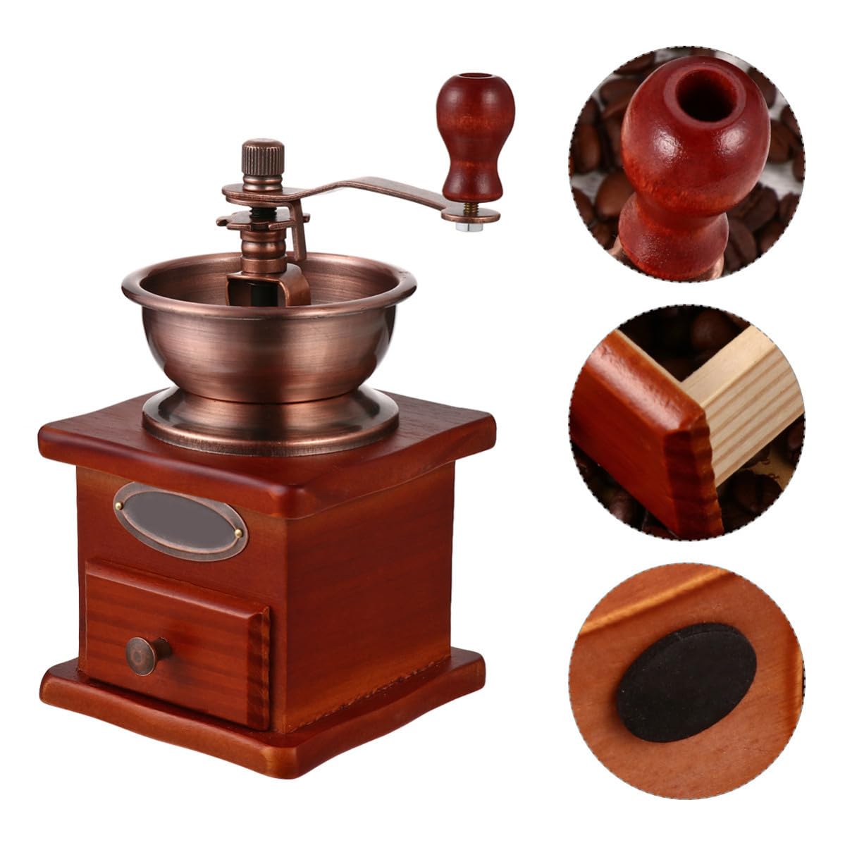 Operitacx Molinillo para Moler Granos de Café Manual Cono Cerámico y Cuerpo de Madera, Máquina Portátil Adecuado como Obsequio de Navidad