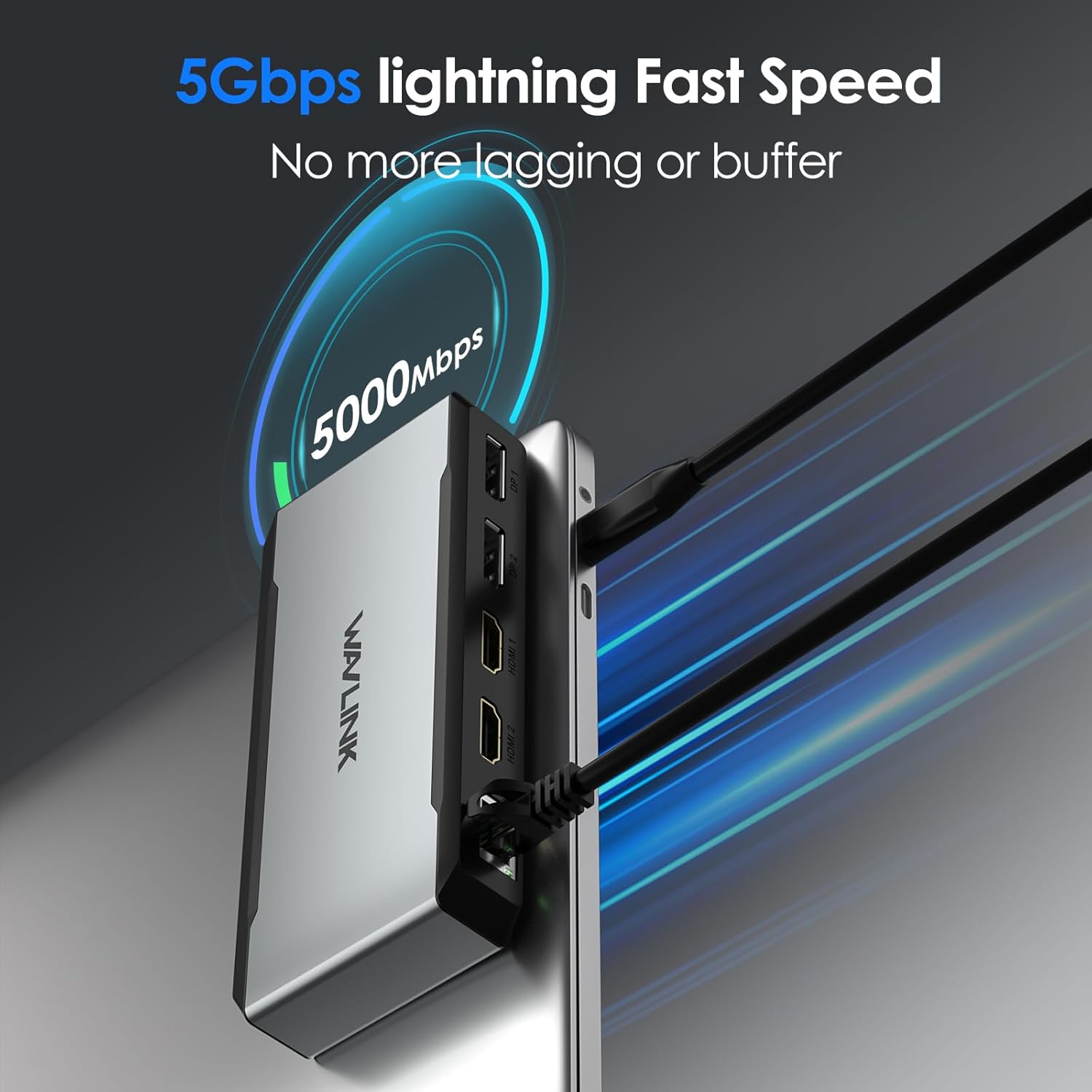 USB C Docking Station Dual HDMI, WAVLINK 4 Monitor Docking Station with Dual DP, Dual HDMI, 100W PD in, 5G Ethernet Port for Dell/HP/Lenovo etc, Windows Systerm Computer Only - Host USB3.2 Required