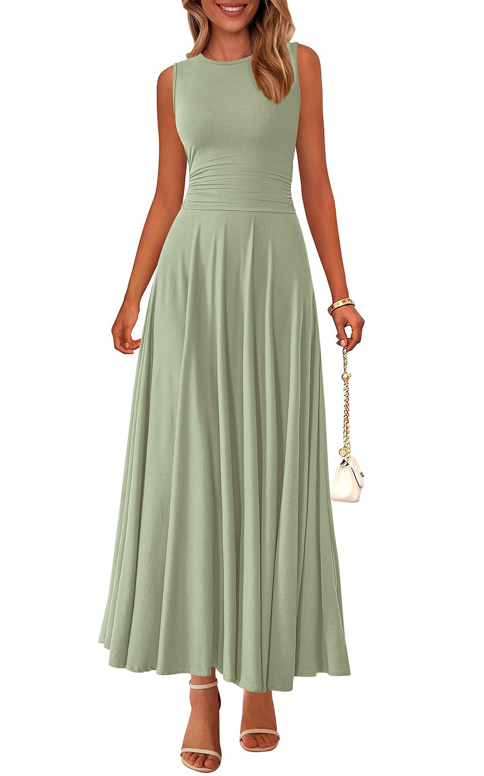 PRETTYGARDEN Womens Sleeveless Summer Dresses 2026 Flowy Aline Maxi Dress