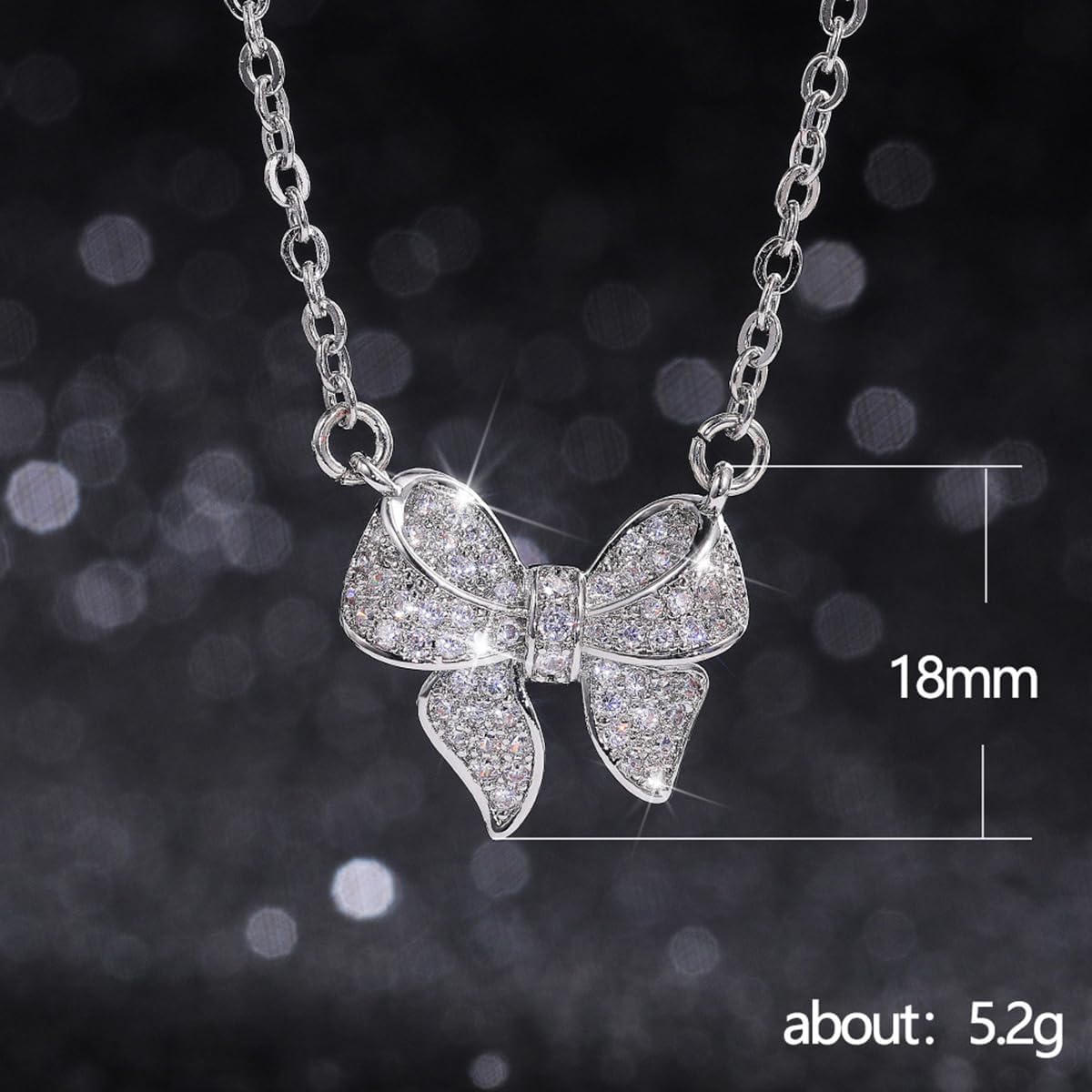 Pink Rhinestone Bow Necklace Dainty Cute Gold Silver Bow Pendent Choker Necklace Jewelry Gift - Image 6