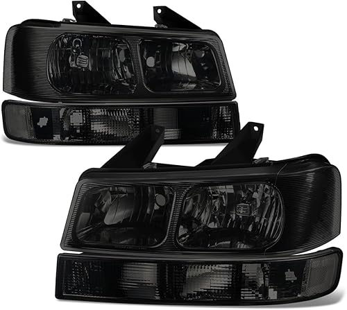 DNA MOTORING HL-OH-CEGS03-4P-SM-CL1 - Par de faros delanteros estilo OE y luces direccionales de parachoques compatibles con 03-14 Express Savana