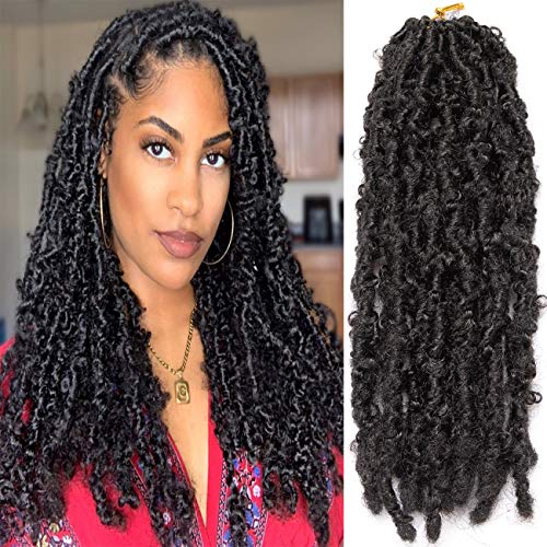 Distressed Butterfly Locs Crochet Hair for Black Women Short Locs Crochet Braids Hair Extensions Short Twist Braids 6 Packs (14 inch, 1B)
