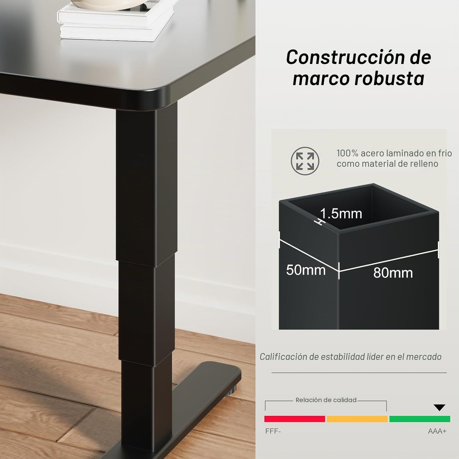 Devoko Estructura de escritorio de 3 niveles de altura regulable con 2 motores fuertes, estructura de mesa regulable en altura eléctrica 60-125 cm, patas de mesa con 3 controles de memoria, color