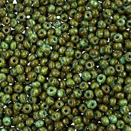 John Bead Czech Glass Seed Beads 8/0 Opaque Travertine On Turquoise 22Grams Beads for DIY Arts Crafts Jewelry Bracelets Necklaces Earrings Making
