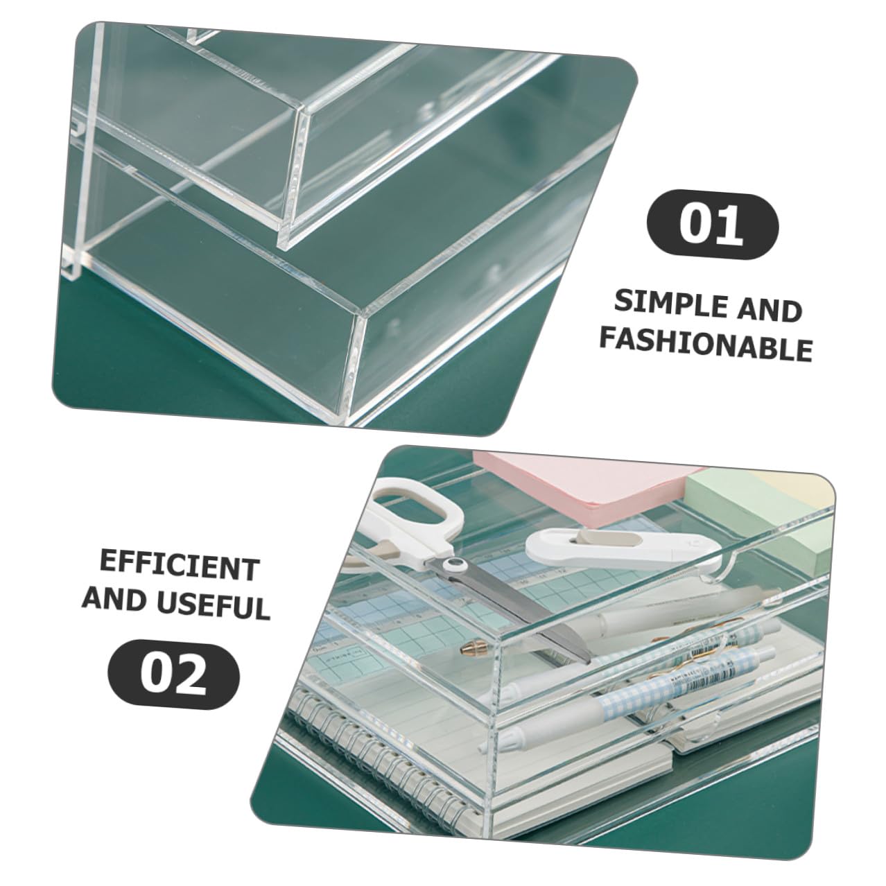 Mikikit Organizer da Scrivania Trasparenti Design Strati Contenitore per Cosmetici e Articoli Vari Resistente e Pratico
