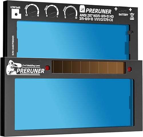 Serie de tonos ajustables | Lente de soldadura con oscurecimiento automático de rango HD 5-13 (9 tonos en 1) | 2" x 4 1/4" x 0.33" | Sin