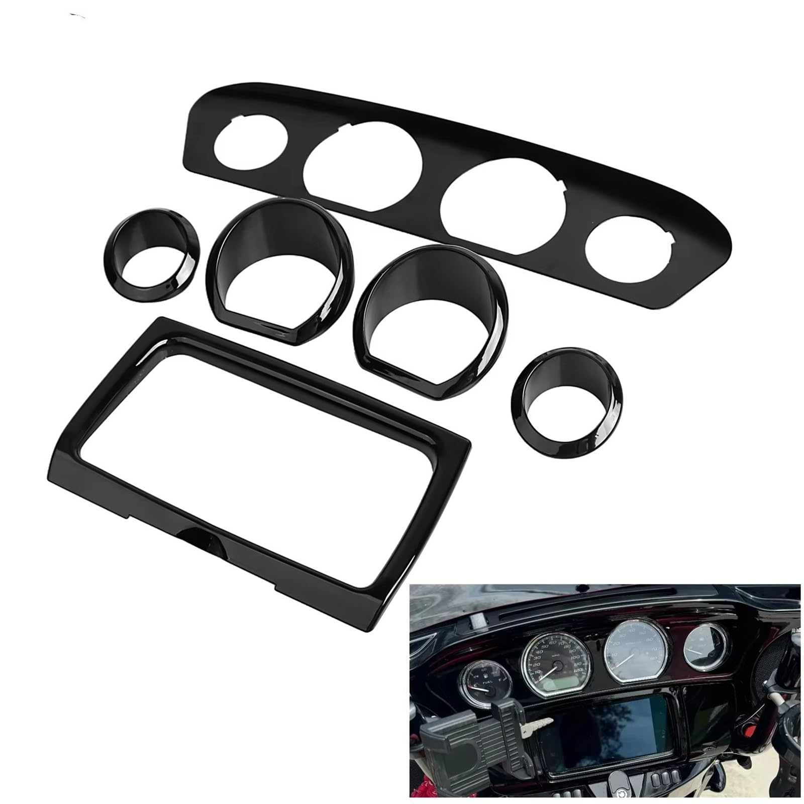 Marco Instrumento Para Touring For Street For Glide FLHX Special FLHXS CVO FLHXSE 2014-2023 Bisel De Calibre Carenado Interior Negro