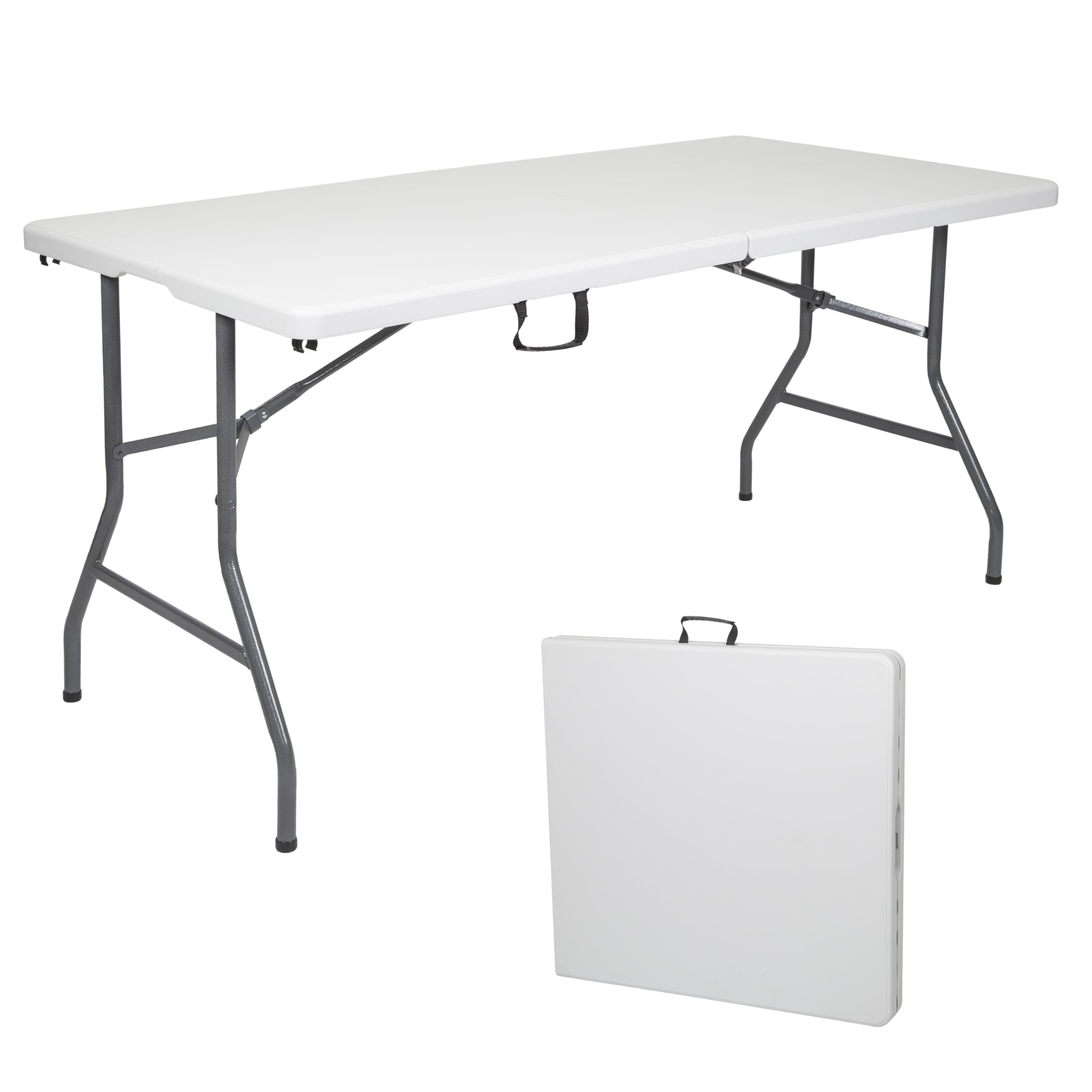 Stansport Folding Camp Table, White, 59.8" L x 29.1" W x 29.1" H