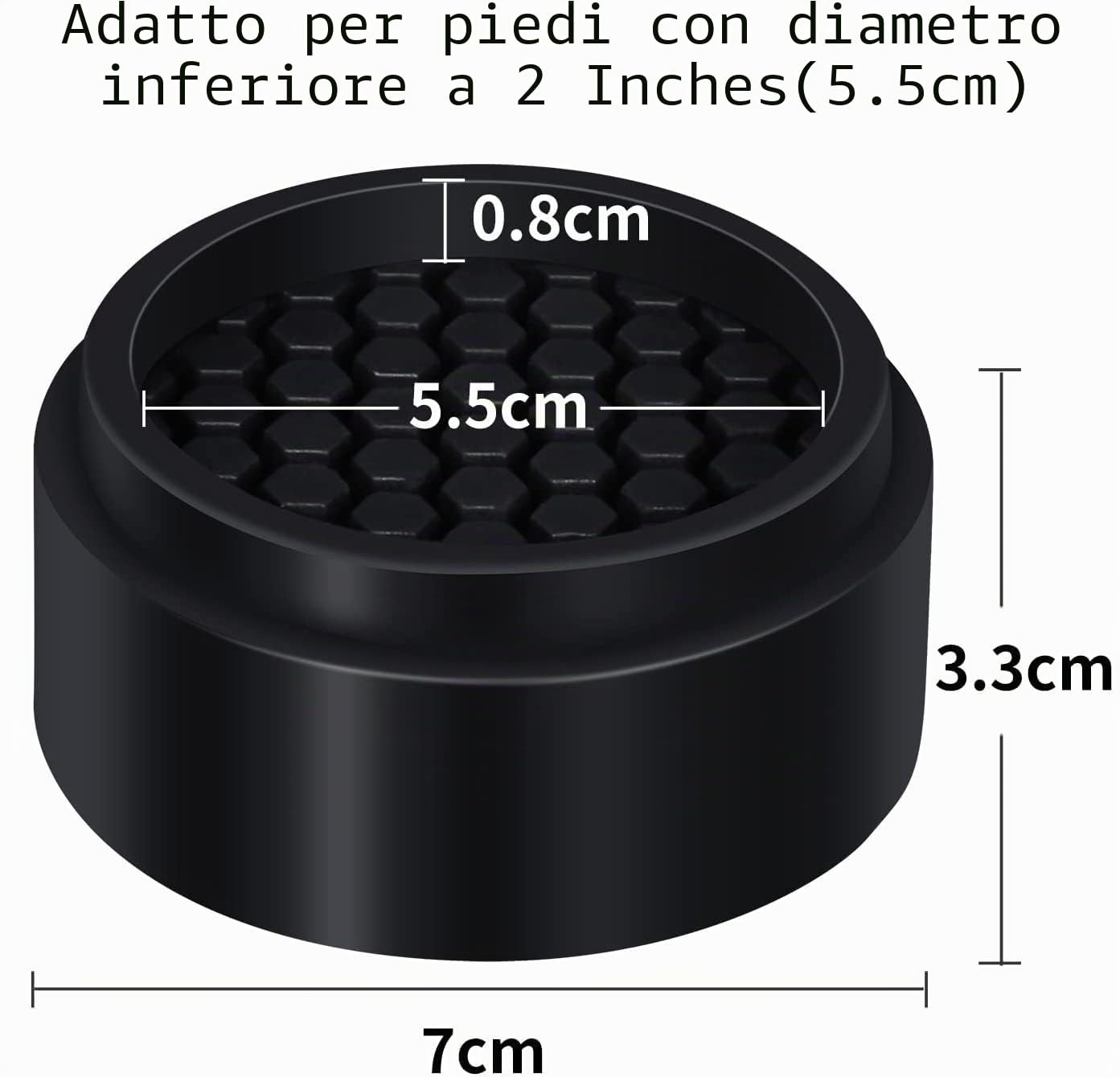 Ezprotekt Confezione da 12 rialzi rotondi regolabili per mobili da letto, impilabili da 2,5 cm, creano ulteriori 2,5 cm, 5,1 cm o 7,6 cm di altezza per divano, letto, tavolo, sedia, gomma antiscivolo