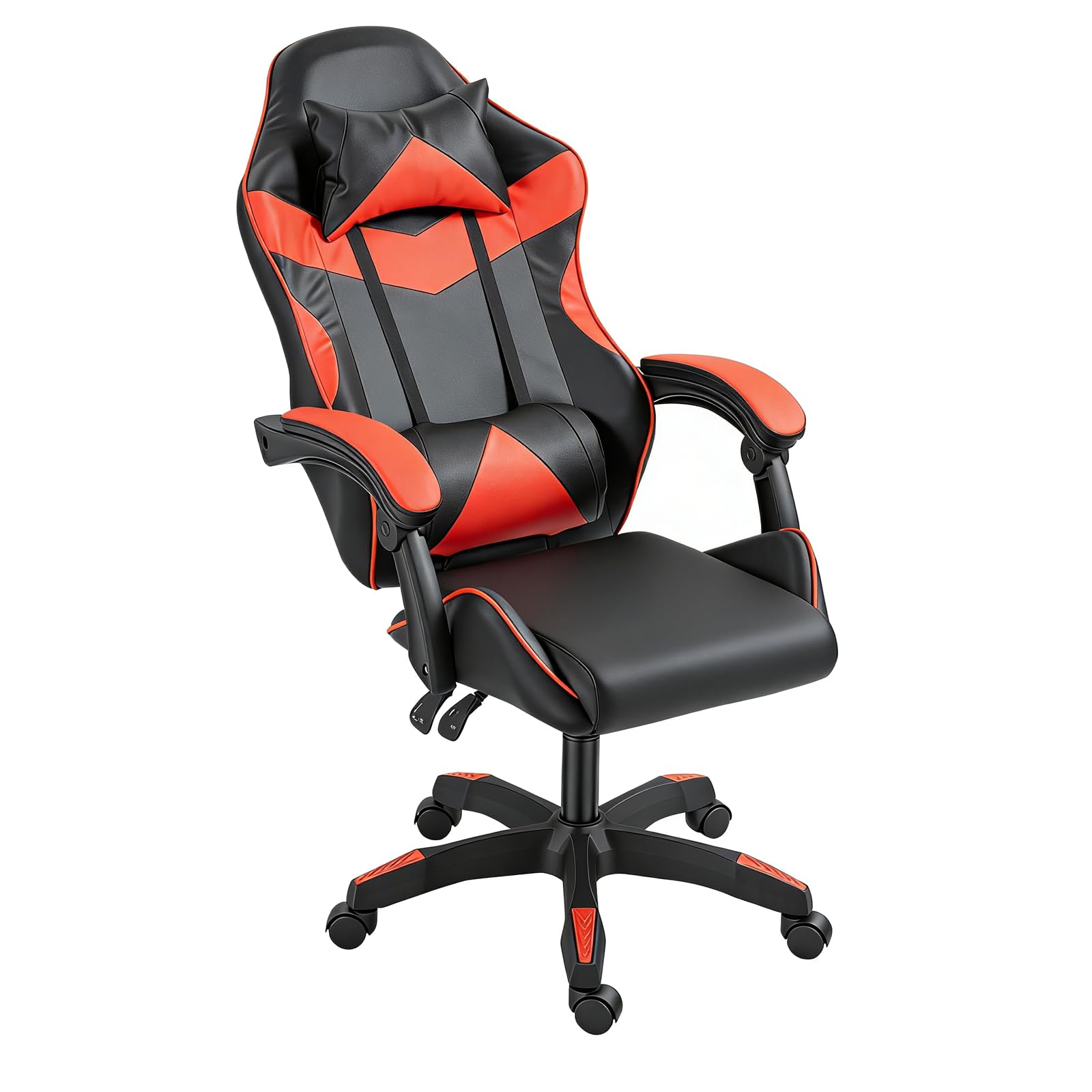 Panana Gaming Chair Heavy Duty Reclining Swivel Chair Ergonomic with Pillow and Lumbar Cushion (Red)