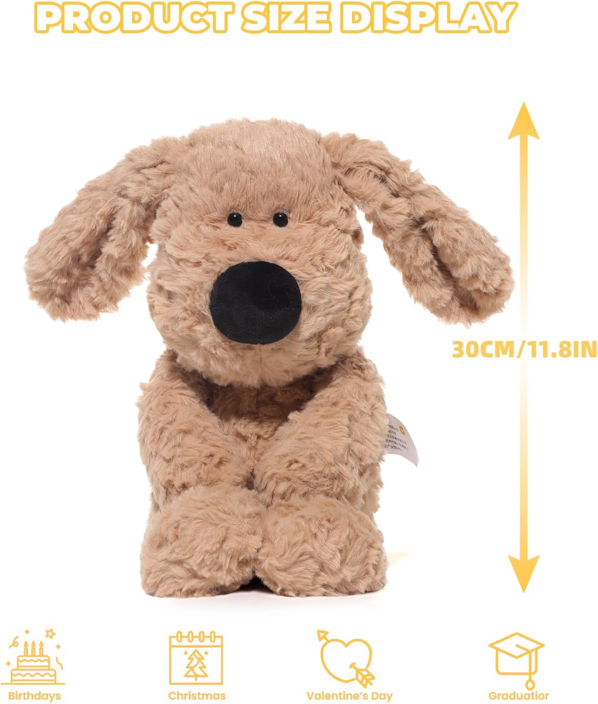Dog Stuffed Animals Soft and Premium Puppy Plush Toy Gift for Babies, Kids, Adults，Big Nose, Great for Christmas, Easter, Birthdays & as a Friendly Companion for Real Pets,11.8''