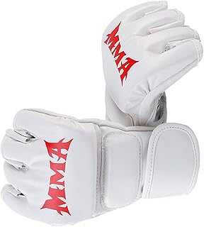 Guantes de boxeo de medio dedo con palmas abiertas para agarre y sparring para adultos, unisex, color negro