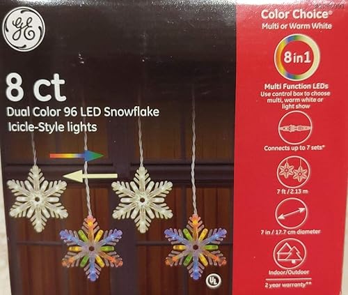 GE Color Choice - Mini copos de nieve LED que cambian de color, 8 unidades