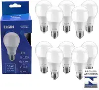 Kit Lampada led 15W 6500k Branco Frio Bivolt - Elgin - 10 Unidades